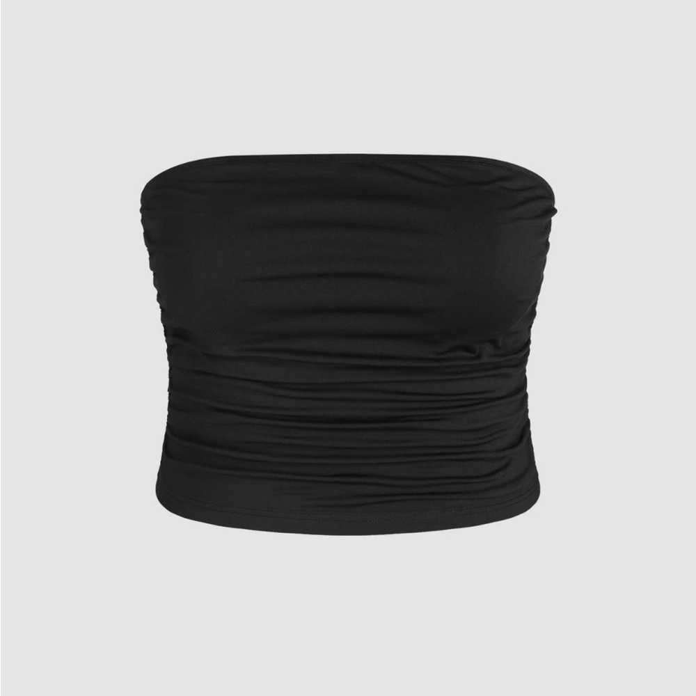 Cider Strapless Ruched Crop Top